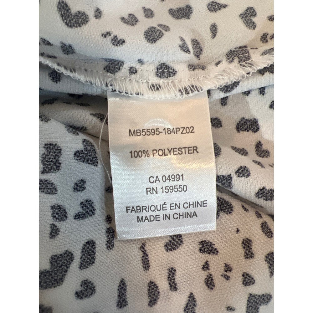 Dalia Womens Large Black White Heart Animal Print Button Down Shirt - Picture 4 of 4